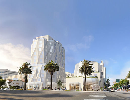 The new 12-story Ocean Avenue Project tower proposal. Image: Gehry Partners, via oceanavenueproject.com.