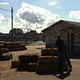 Construction of the prairie farmhouse. 'Industry and the Sleepwatchers' by Jay Senetchko. Photo courtesy of Jay Senetchko. 