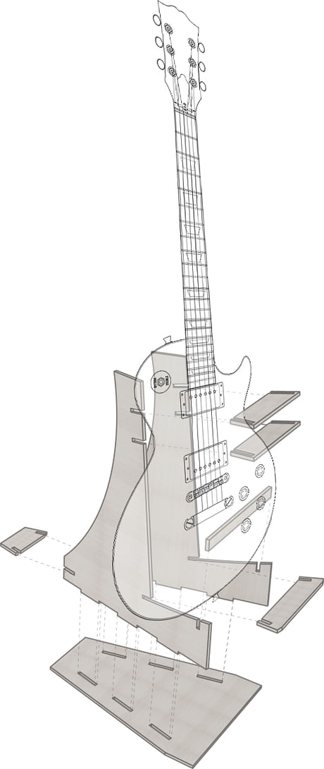 a very basic design of a guitar stand. A free time activity.