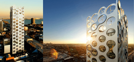 Views of the wind turbines in the COR building in Miami