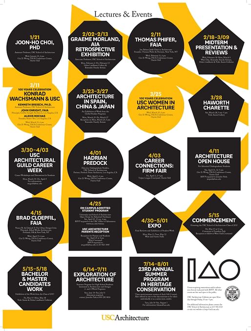 USC School of Architecture - LECTURES & EVENTS Spring '15. Image courtesy of USC School of Architecture.