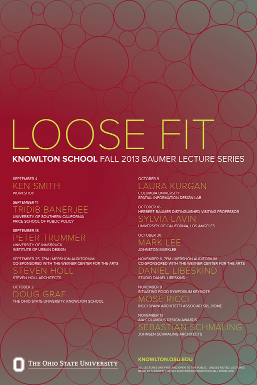 Poster for the "Loose Fit" lecture series at the Knowlton School of Architecture at Ohio State University. Image from knowlton.osu.edu.