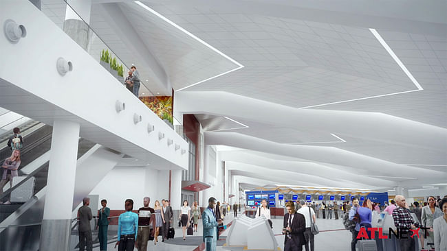Rendering of a ticketing area, as part of the Hartsfield-Jackson Atlanta International Airport expansion. Image via Hartsfield-Jackson Atlanta International Airport.