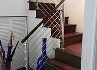 Stainless Steel Rod Railings & Wood Handrail