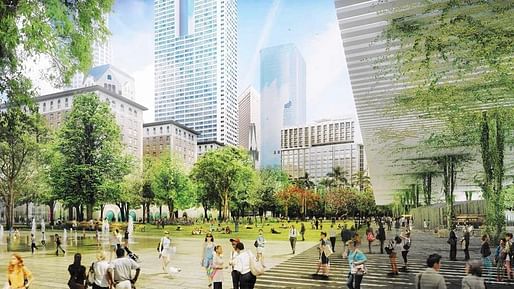 Agence TER and SALT Landscape Architects' proposal for the Pershing Square Renewal competition. Credit: Agence TER with SALT Landscape Architects, via L.A. Times. 