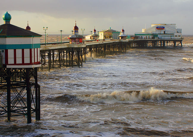 Blackpool Piers, in Blackpool, United Kingdom. View of the the North Pier, the oldest of three in Blackpool, originally a promenade lined with octagonal wooden kiosks. Photo: Gidzy