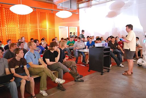 Paul Graham, one of the founders of Y Combinator, speaking at their headquarters. Image via wikimedia.org