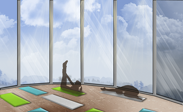 Evolve Fitness Center Yoga Room View: Google SketchUp, Adobe Photoshop