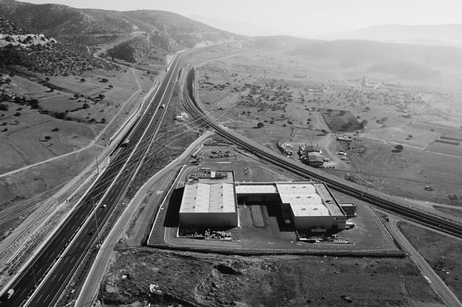 An aerial view of a warehouse for MANTIS by Ilia Sofia & Partners. Credit: Ilia Sofia & Partners