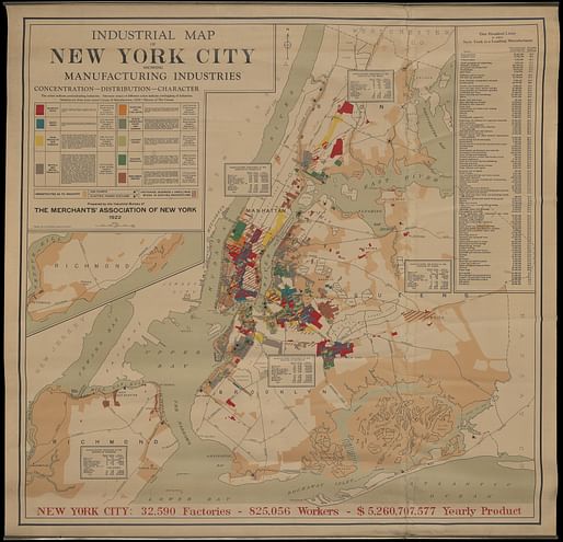 Partnership for New York City, Industrial Map of New York City Showing Manufacturing Industries, 1922. Museum of the City of New York, Gift of McKim, Mead & White, 42.412.7 