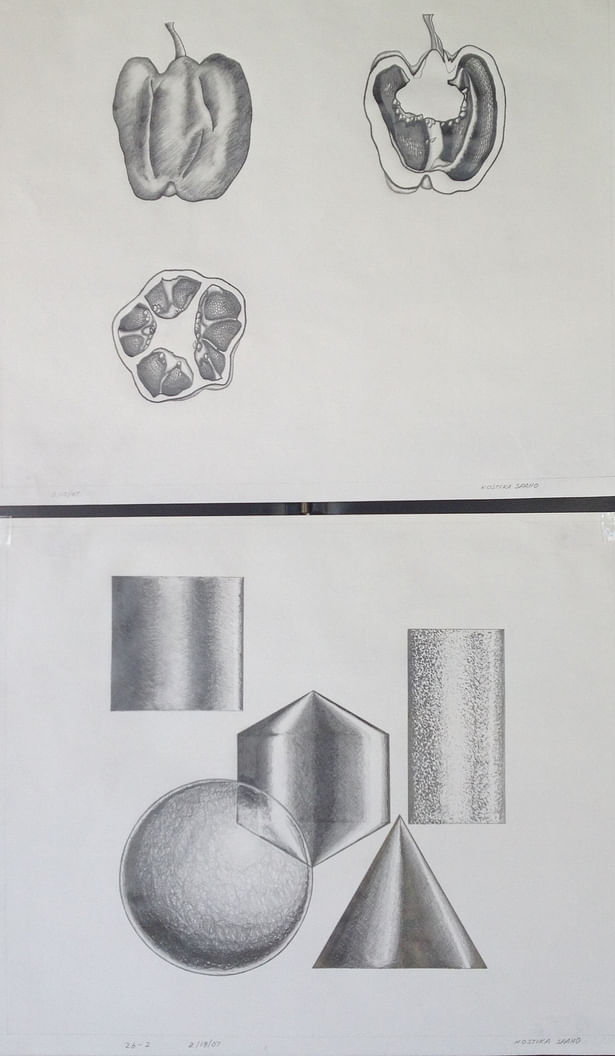 Section and Shading, Pencil drawing 