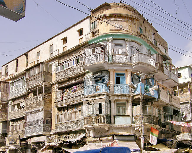 Historic Karachi, Pakistan. The Yousuf Mansion on Muhammad Bin Qasim (originally Burnes) Road, 2011. Photo: HC-DAPNED