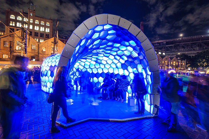 Cellular Tessellation on show at the Sydney Vivid Light festival of 2014. Photo by Patrick Boland photography.