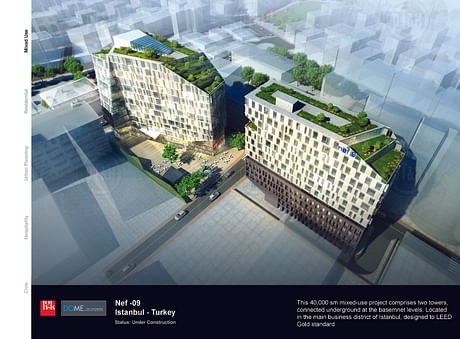 40,000 square-meter two mid-rise mixed- use buildings in downtown Istanbul, designed to a LEED Gold standard.