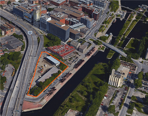 The site for the proposed De la Commune Service Yard in Montreal. Photo via c40reinventingcities.org.