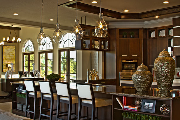 Modern, open kitchen and Olde Florida room