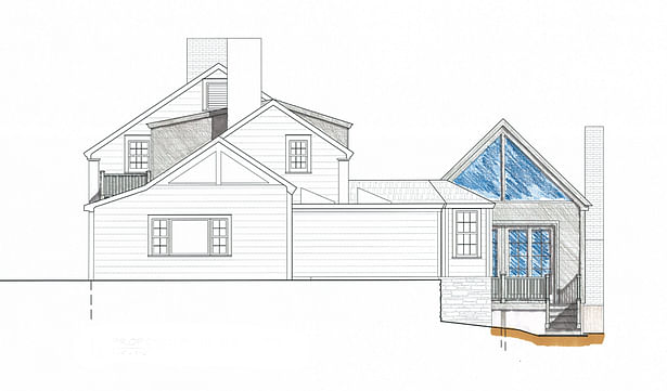 Side Elevation Design Drawing; CAD drafted with Hand Rendering