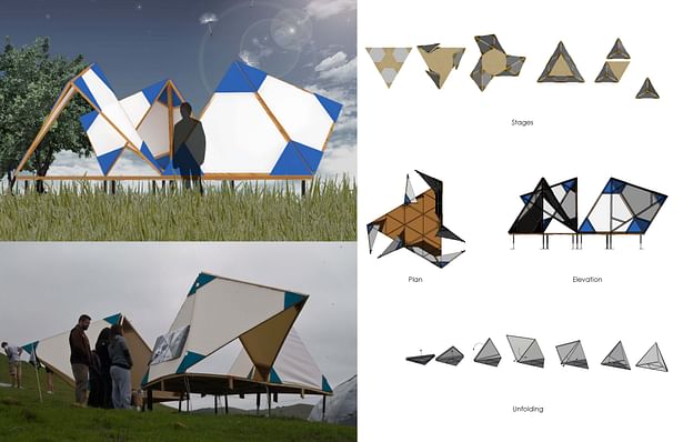 NSAD student team renderings and photos of Design Village competition entry.