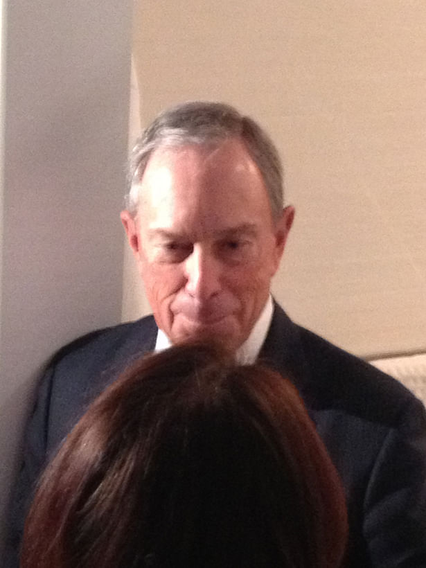NYC Mayor Michael Bloomberg visiting Minimal USA's GLAM Bathroom at MCNY