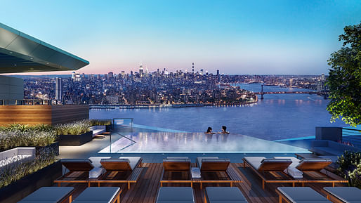Rooftop infinity pool in Kohn Pedersen Fox Associates designed Brooklyn Point tower. Image: Williams New York. 