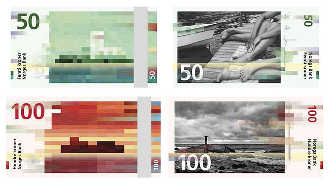 Norway's new banknotes, redesigned by Snøhetta and graphic design firm The Metric System with Terje Tønnessen.