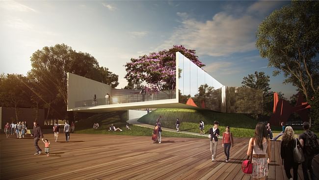 1st-prize WKCD Arts Pavilion proposal by VPANG architects ltd + JET Architecture Inc + Lisa Cheung. Image via via westkowloon.hk