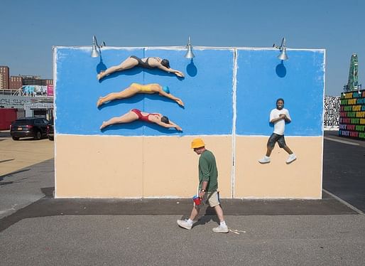 John Ahearn, Swimmers & Eric (happy on the beach), Coney Art Walls, 2016. Image: Martha Cooper.