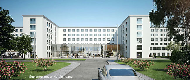 Rendering of the new hotel entrance in Wing 1. (Image via sp.infox-projekte.de)