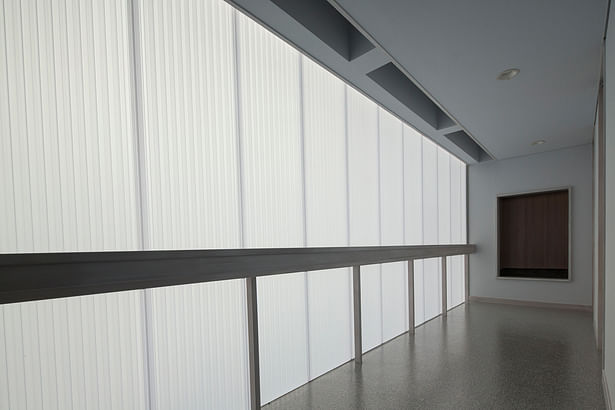 Orandajima House interior view of polycarbonate panel