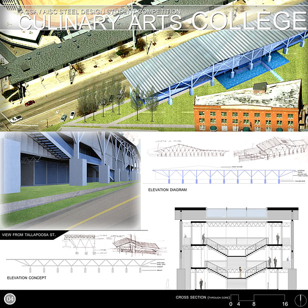 This is Board 4 of the ACSA/ AISC Steel Design Student Competition.