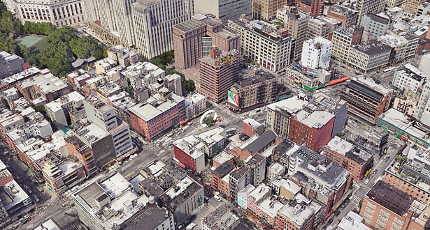 The Canal Street Triangle with surrounding neighborhoods Tribeca, Little Italy, and the Lower East Side