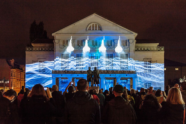 ‘Klang3’ by ruestungsschmie.de and Soundselektor at the German National Theatre during the 2014 Genius Loci Weimar festival. Photo by Henry Sowinski