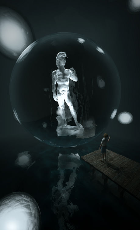 3D Visualization competition entry! 'Display the famous David in any way you want in a 12m*12m*12m gallery'