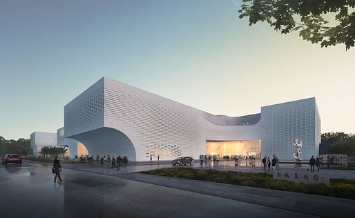 Rendering of the new Wuxi Art Museum. Image courtesy of Ennead Architects, rendering by Brick Visual.