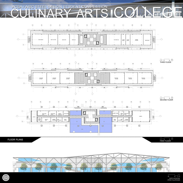 This is Board 2 of the ACSA/ AISC Steel Design Student Competition.