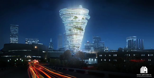 The Tulsa Tornado Tower by KKT architects. Image courtesy of Kinslow, Keith & Todd Architects Inc.