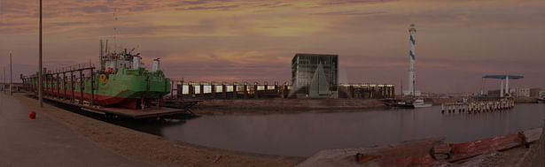 The museum at night.