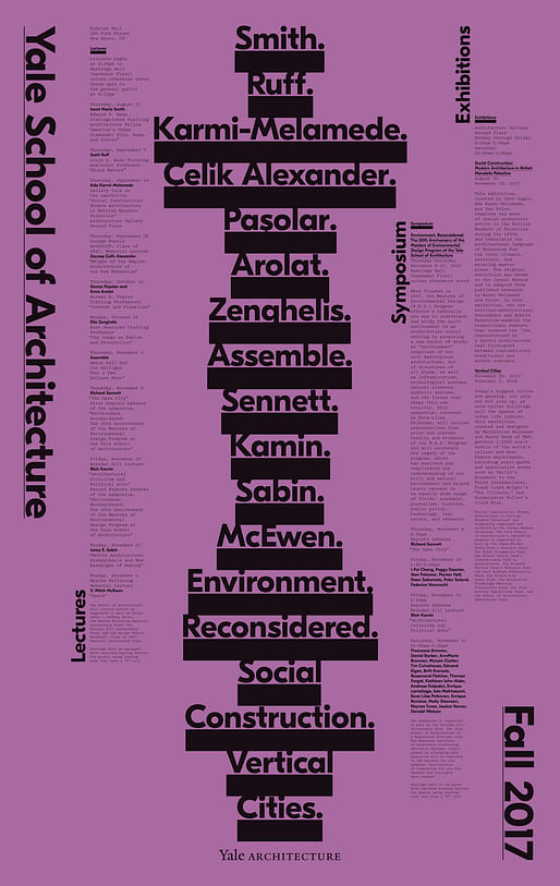 Poster courtesy of Yale School of Architecture.