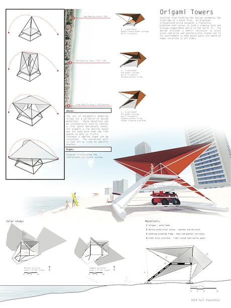 Origami Towers (lifeguard stands) - Fall 2014 winning Charrette FAU SoA
