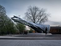 The ICD/ITKE Pavilion makes use of lightweight, super strong glass and carbon-fiber materials