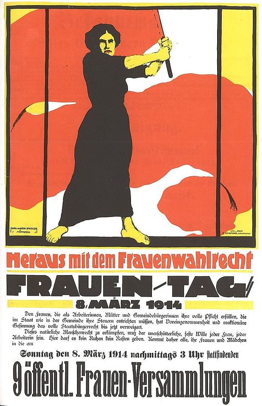 A poster from a 1914 Women's Day March in Berlin. Image via public domain.