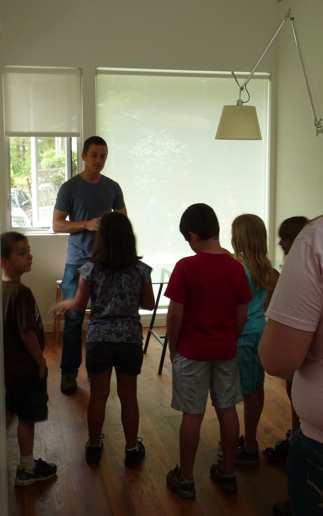 The kids touring the home