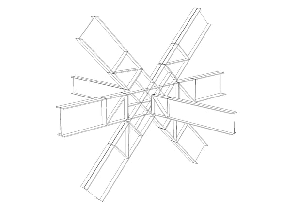3-dimensional visualisation of steel-truss element of the basic building structure