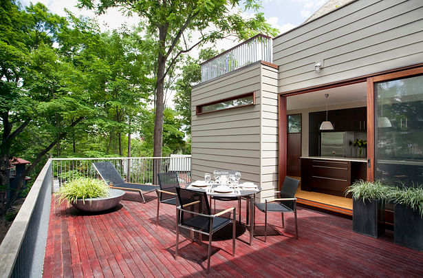 Terrace can be accessed through glass sliding doors from kitchen