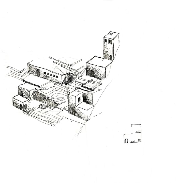 Preliminary sketch of spaces contained within stairs