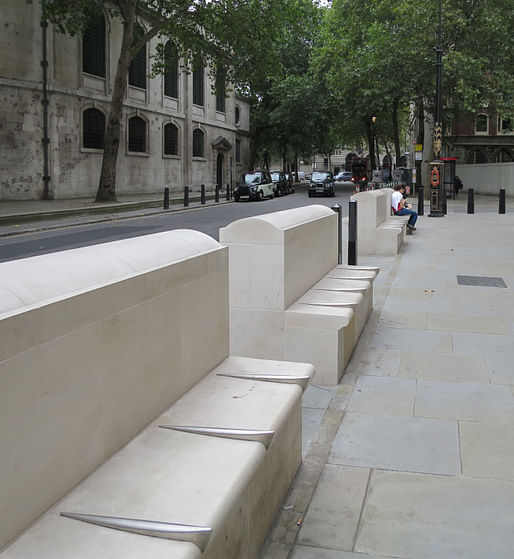 London bench with 'defensive' dividers. Image via Alan Stanton/flickr.