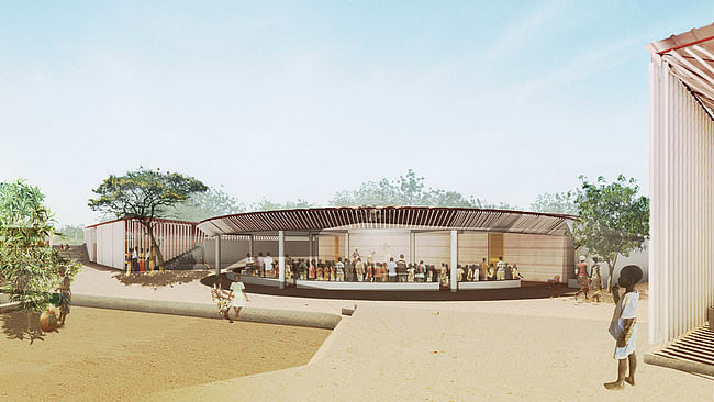 Global Holcim Awards 2012 Gold: Secondary school with passive ventilation system, Gando, Burkina Faso: The library is a focal point of the Gando school project. (Image © Holcim Foundation)