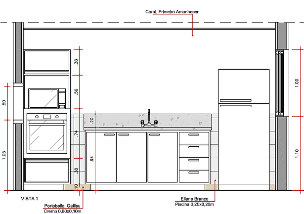 Kitchen front view (party lounge) - Autocad 