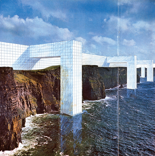 Superstudio, “The Continuous Monument (On the Rocky Coast),” 1969/Photo: Archive Cristiano Toraldo di Francia via the New York Times