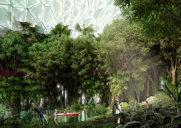 In the tropical rainforest inside the dome, visitors will experience the importance of biodiversity.